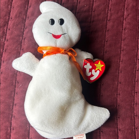 Ty Ghost Plush with Orange Ribbon - Picture 1 of 4